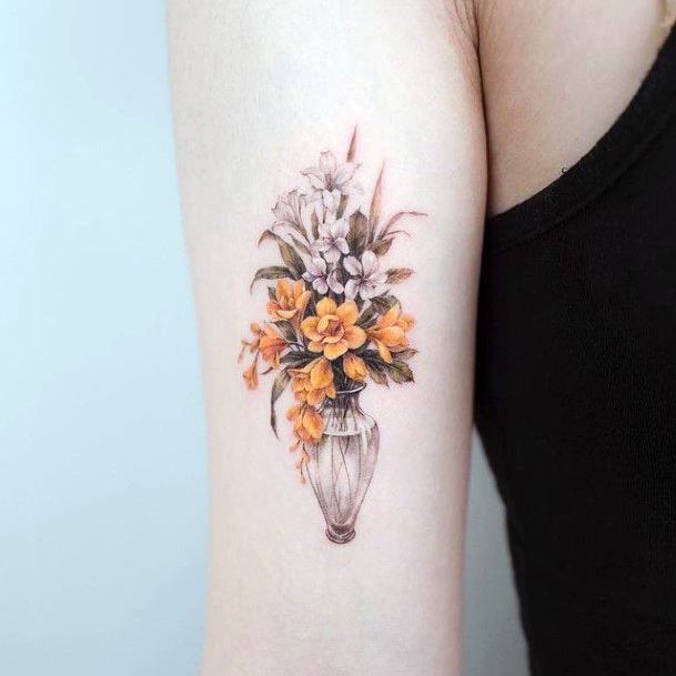 Awesome Bouquet Tattoos For Women