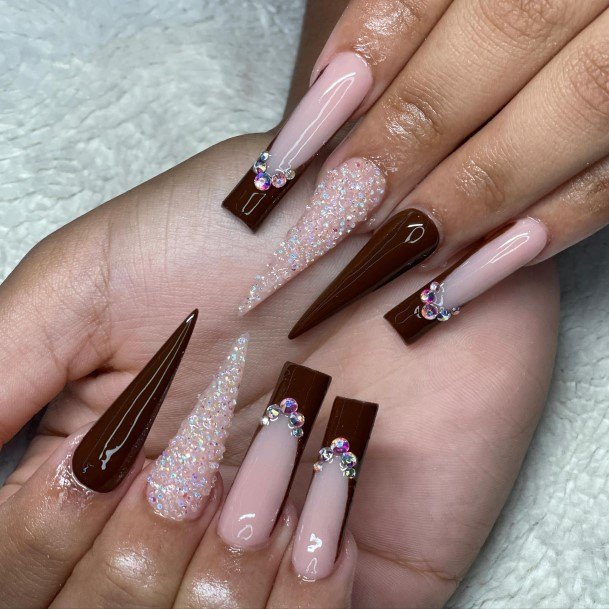 Awesome Brown French Tip Fingernails For Women