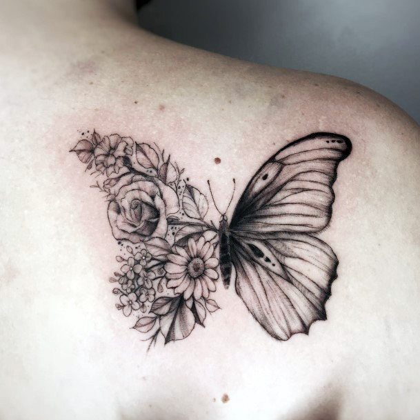 Awesome Butterfly Flower Tattoos For Women