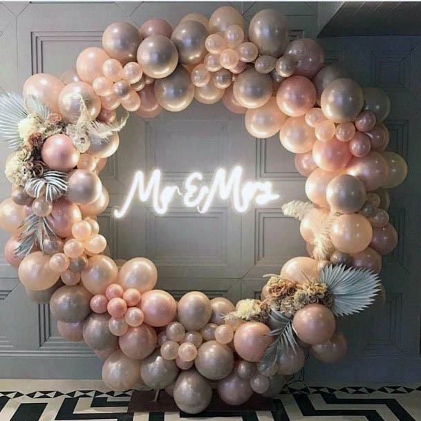 Awesome Circle Balloon Decor Pink White Decor Wedidng Inspiration