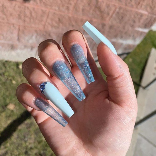 Awesome Clear Blue Nails For Women