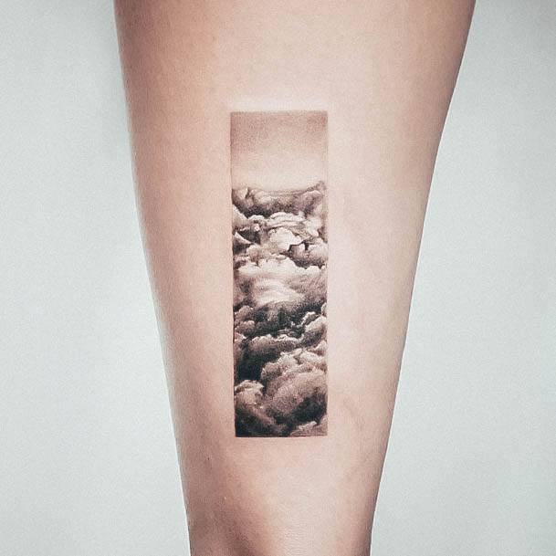 Awesome Cloud Tattoos For Women Small Dotwork Leg