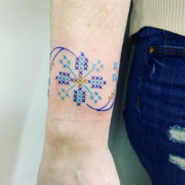 Awesome Cross Stitch Tattoos For Women