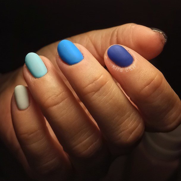 Awesome Dark Blue Matte Fingernails For Women