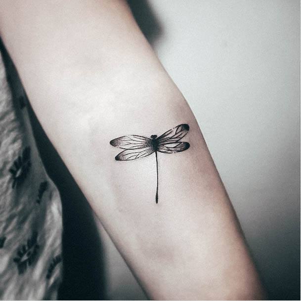 Awesome Dragonfly Tattoos For Women Outer Forearm