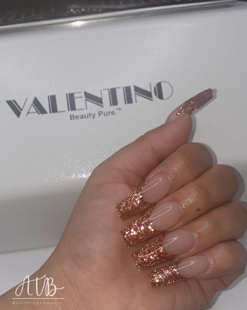 Awesome Glitter French Tip Fingernails For Women