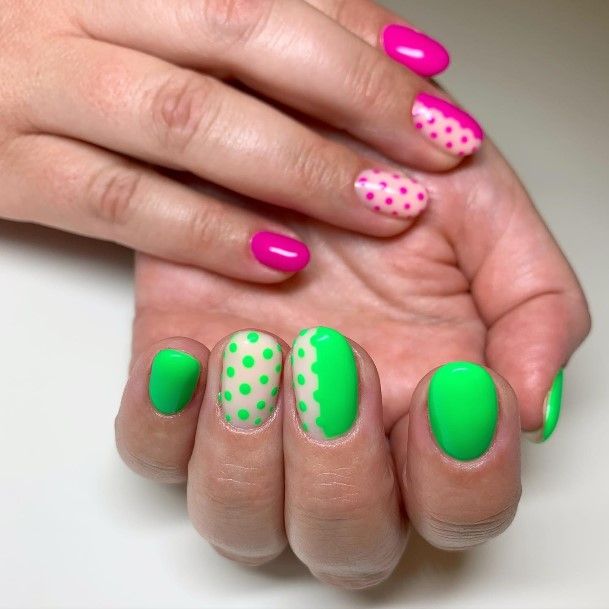Awesome Green And Pink Nails For Women