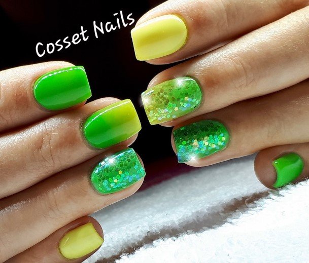 Awesome Green And Yellow Nails For Women