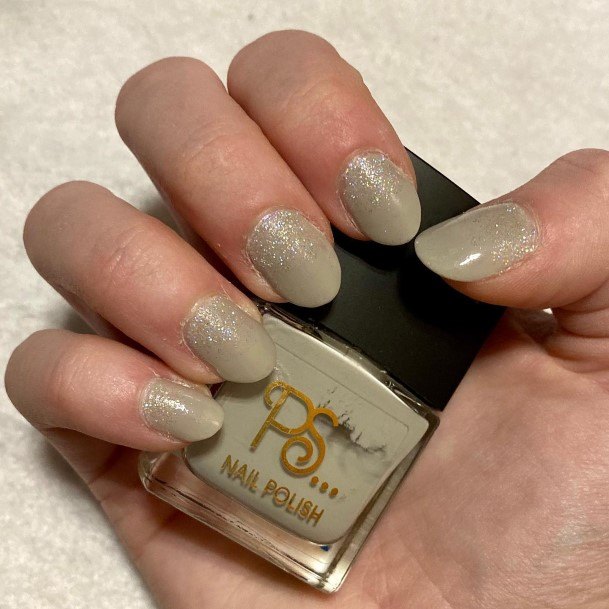 Awesome Grey With Glitter Fingernails For Women