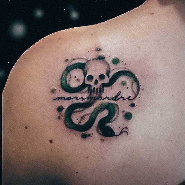 Awesome Harry Potter Tattoos For Women Watercolor Snake Skull Shoulder