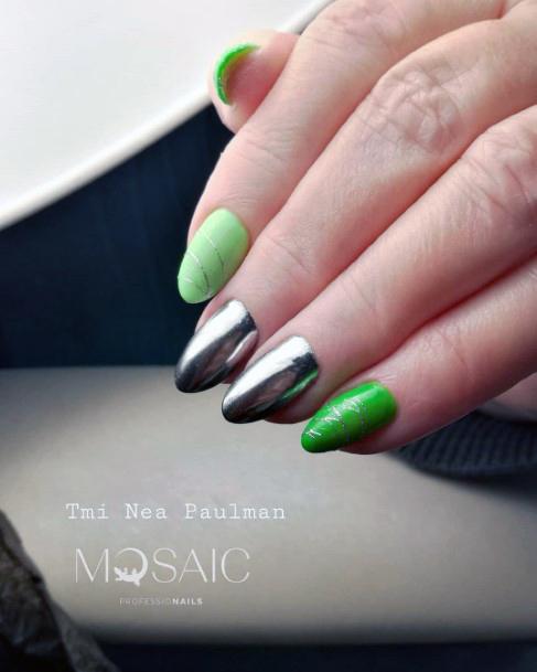 Awesome Lime Mint Green Sweet Mirror Nail Ideas For Women