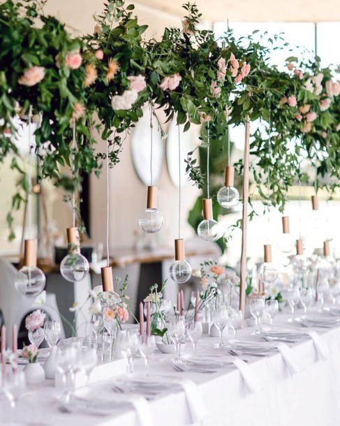 Awesome Lush Hanging Greenery Gorgeous Rose Gold Light Decor Ideas For Wedding