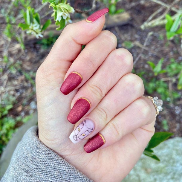 Top 50 Best Maroon and Gold Nails For Women - Luxe Burgundy Designs