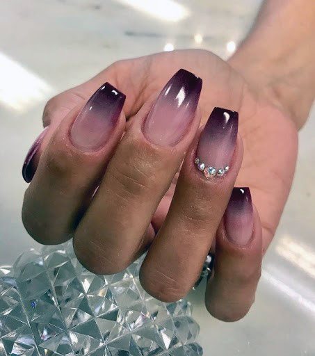 Awesome Maroon Clear Womens Fall Ombre Nail Design Ideas