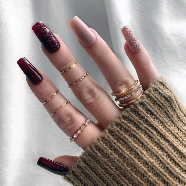 Awesome Maroon Dress Fingernails For Women