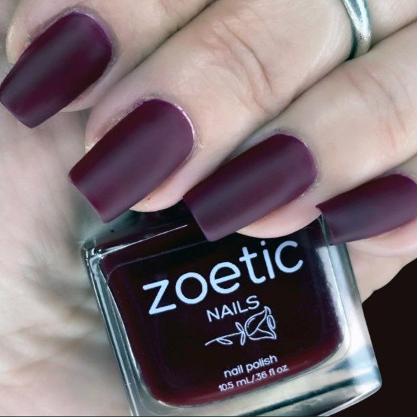 Awesome Matte Maroon Fingernails For Women