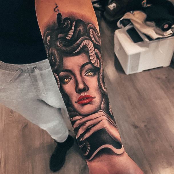 Awesome Medusa Tattoos For Women Inner Forearm