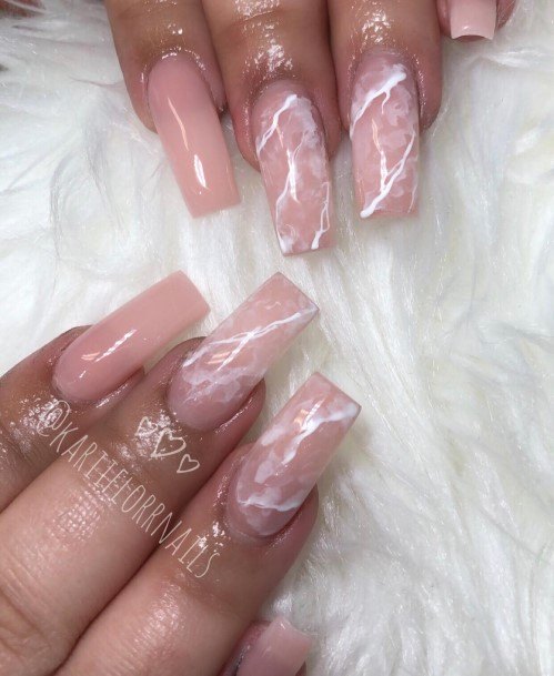 Awesome Nude Marble Fingernails For Women