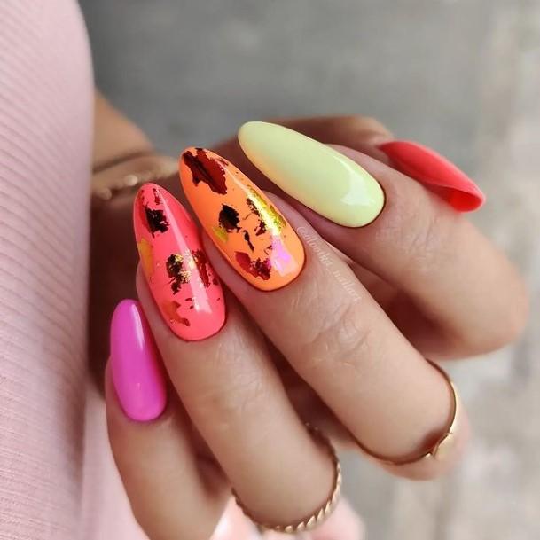 Awesome Orange And White Fingernails For Women