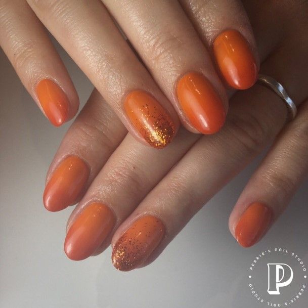 Awesome Orange Ombre Fingernails For Women