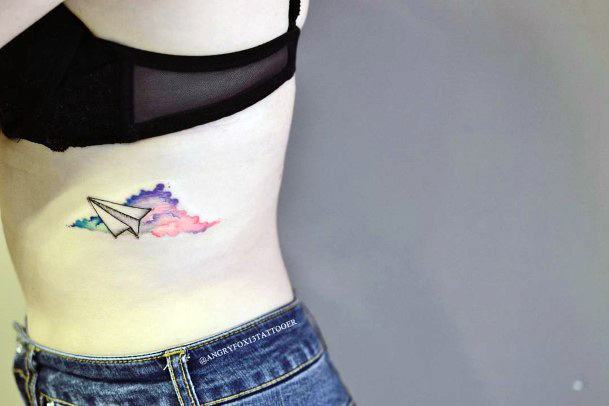 Awesome Paper Airplane Tattoos For Women