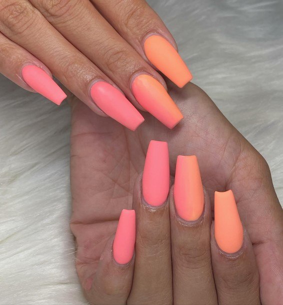 Awesome Peach Matte Fingernails For Women