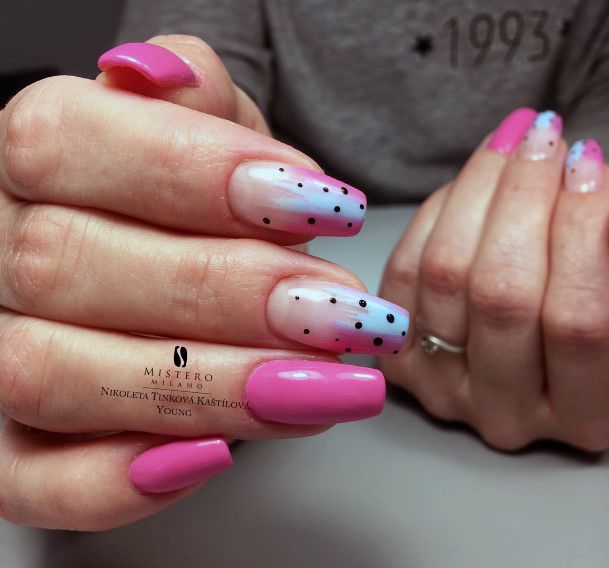 Awesome Pink And Blue Fingernails For Women