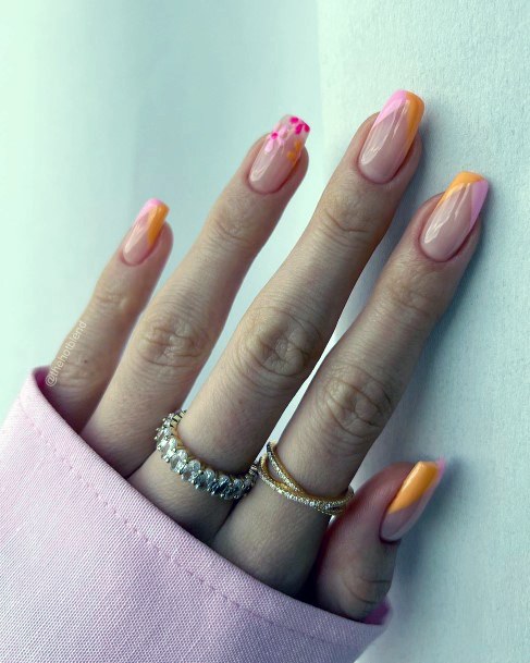 Awesome Pink And Orange Fingernails For Women