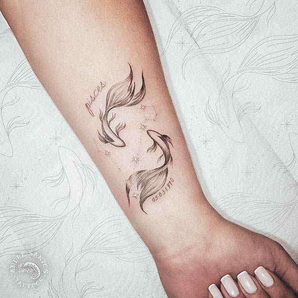 Awesome Pisces Tattoos For Women Zodiac Inner Forearm
