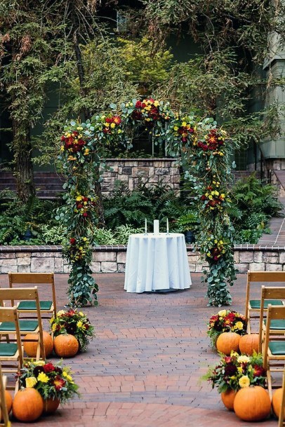 Awesome Pumpkin Aisle Pew Decoration Ideas For October Wedding