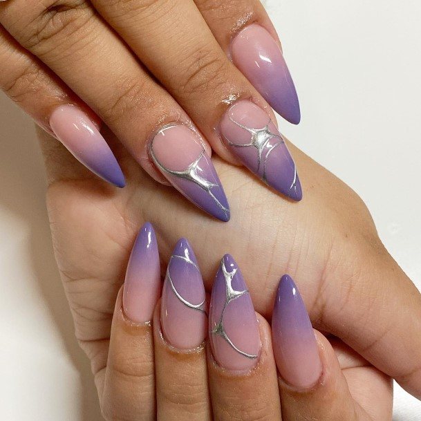 Awesome Purple Ombre Fingernails For Women