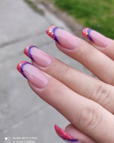 Awesome Red And Purple Fingernails For Women