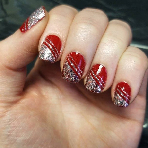 Awesome Red And Silver Fingernails For Women