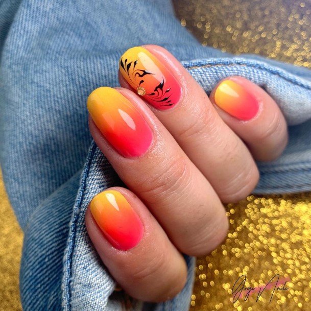 Awesome Red And Yellow Fingernails For Women