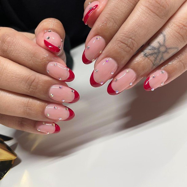 Awesome Red French Tip Fingernails For Women