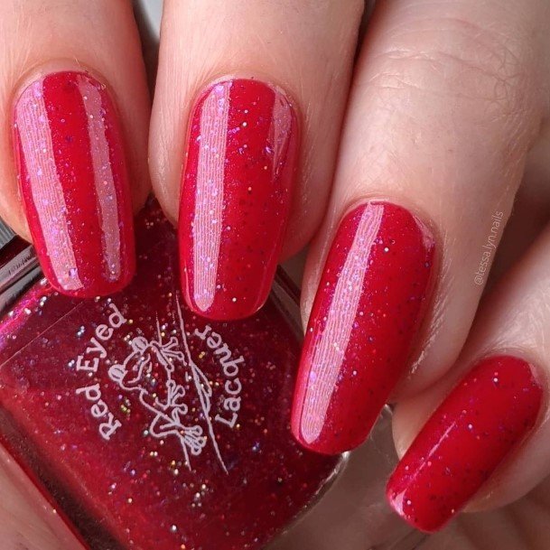 Awesome Red Glitter Fingernails For Women