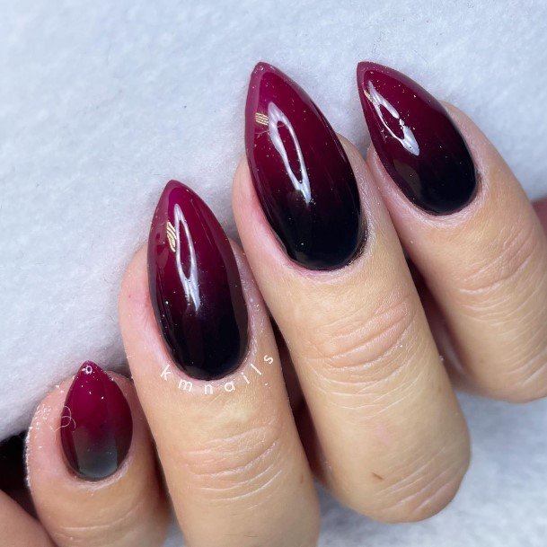 Awesome Red Ombre Fingernails For Women