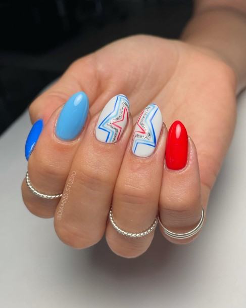 Awesome Red White And Blue Fingernails For Women