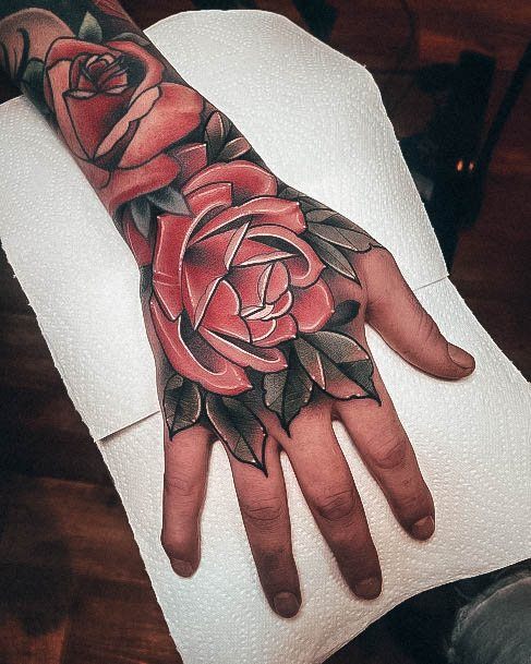 Awesome Rose Hands Tattoos For Women