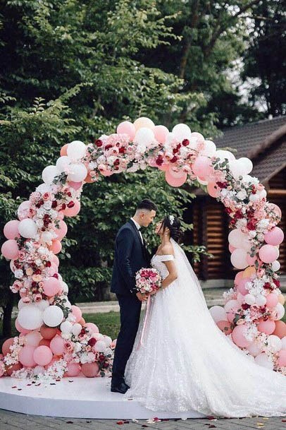 Awesome Rosey Blush Pink White Balloon Backdrop Wedding Decor