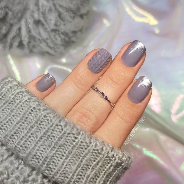 Awesome Silver Ombre Fingernails For Women