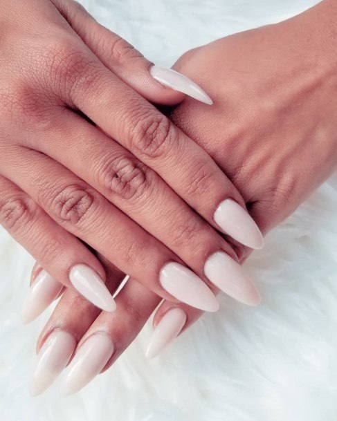 Awesome White Almond Shaped Nails For Women