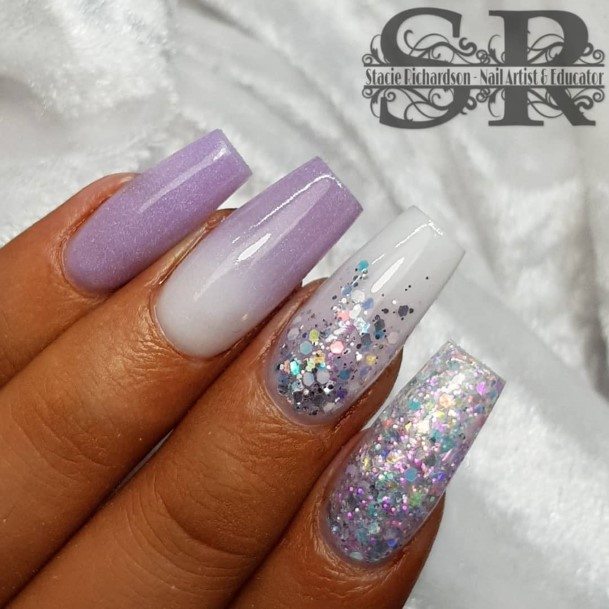 Awesome White And Purple Nails For Women