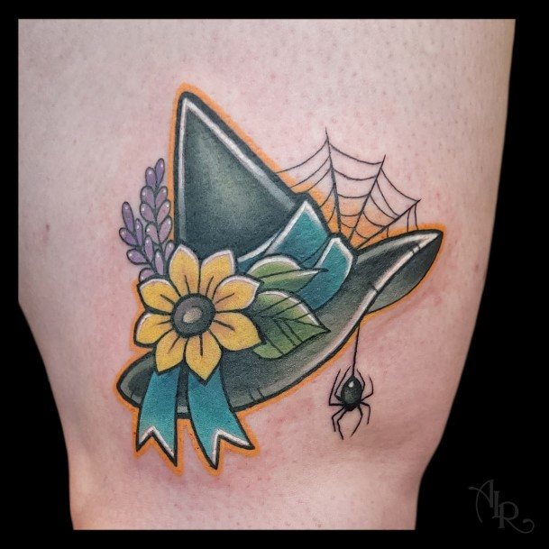 Awesome Witch Hat Tattoos For Women