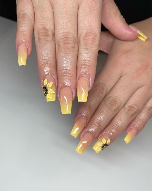 Awesome Yellow Square Fingernails For Women