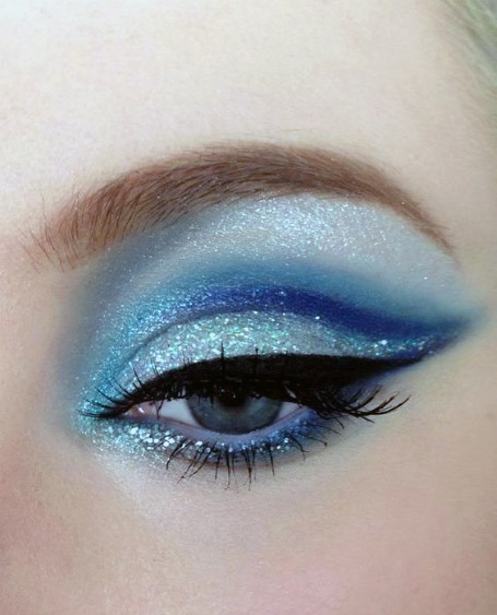 Azure Blue And Silver Eyeshadow Women