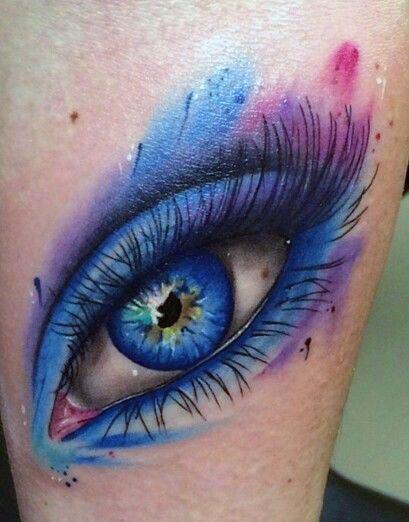 Azure Blue Eyes Tattoo For Women