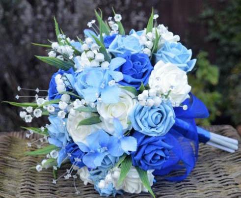 Azure Blue Shaded Rose Wedding Bouquet