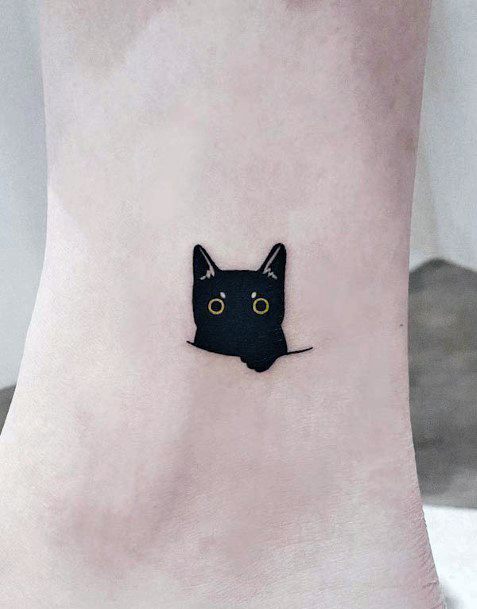 Baby Black Cat Tattoo For Women Ankles Art