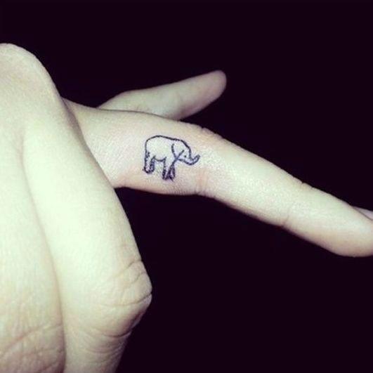 Baby Elephant Tattoo Womens Fingers